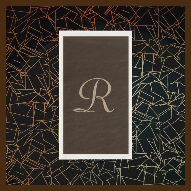 Braun und Tan Mit Monogramm Minimalistisch Serviette (Von Creator hochgeladen)