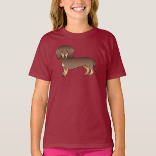 Braun- und Tanfarbene Kurzhaar-Dachshund-Illustrat T-Shirt