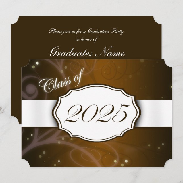 Braun und Weiß 2025 Graduierungspartei Einladung (Vorne/Hinten)