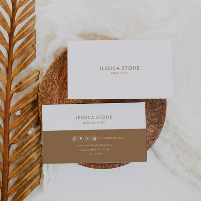 Braun und Weiß Minimalistisch Moderner Therapeut Visitenkarte (Von Creator hochgeladen)