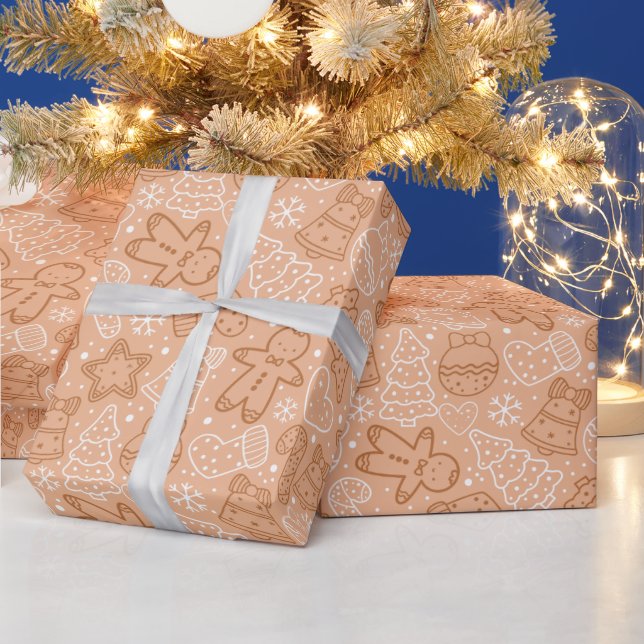 Braun und Weiß Niedlich Moderne Weihnachten Geschenkpapier (Feiertage)