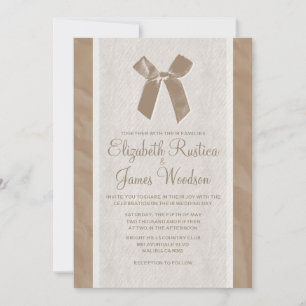 Braun Vintag Bow & Linen Hochzeitseinladungen Einladung