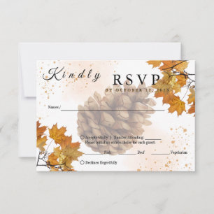 Braun Wasserfarbe Herbsthochzeit RSVP Karte