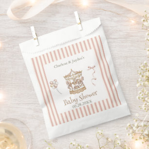 Braun Wasserfarbe Pferd Karussell Baby Shower Geschenktütchen