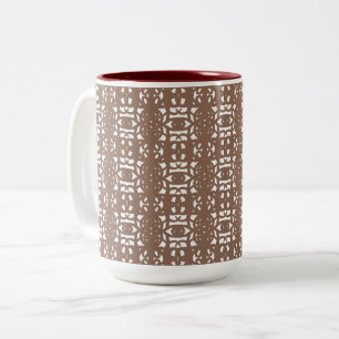 Braun-weiß einzigartiges abstraktes Muster Zweifarbige Tasse