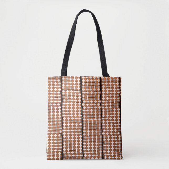 Braun-weiß Retro  Tasche (Vorderseite)