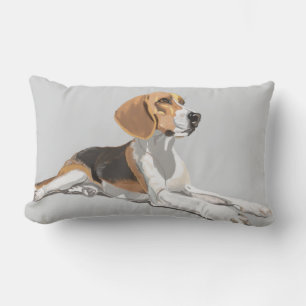 Braun-weiß-schwarzer Beagle Lendenkissen