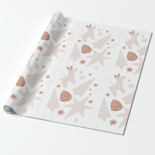 Braun Weiße Illustrierte Weihnachtspapier Geschenkpapier