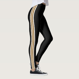 Braun Weiße Seitenstreifen Schwarze Leggings Ihre