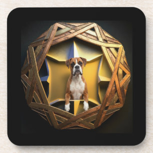 Braun-weißer Boxerhund in einem futuristischen Rah Getränkeuntersetzer