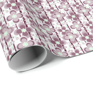 braun-weißes Blumenmuster Geschenkpapier