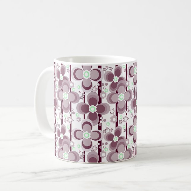 braun-weißes Blumenmuster Kaffeetasse (Vorderseite Links)