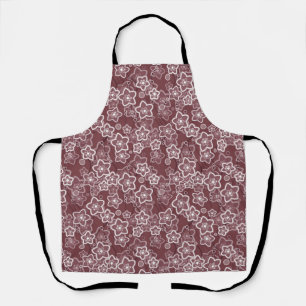 braun-weißes Blumenmuster Retro-Sechziger Schürze