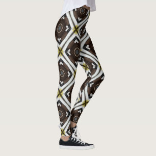 Braun-weißes geometrisches Muster Leggings