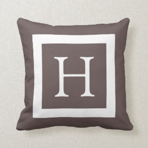 Braun-Weißes Monogramm Kissen
