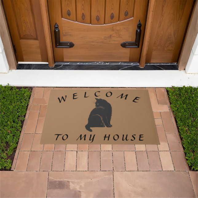 Braun willkommen bei meiner Hauskatze Doormat Fußmatte (Außenbereich)