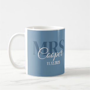 Brauname mit Hochzeitdatum Blue Jean Farbe Kaffeetasse