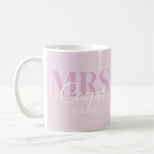 Brauname mit Hochzeitdatum Crimson Light Pink Kaffeetasse