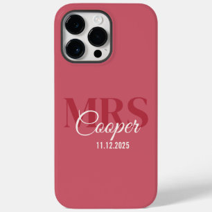 Brauname mit Hochzeitdatum Crimson Red Color Tex Case-Mate iPhone 14 Pro Max Hülle