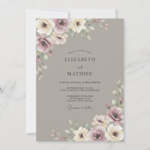 Braunatmosphärische Vintage-Hochzeit Einladung