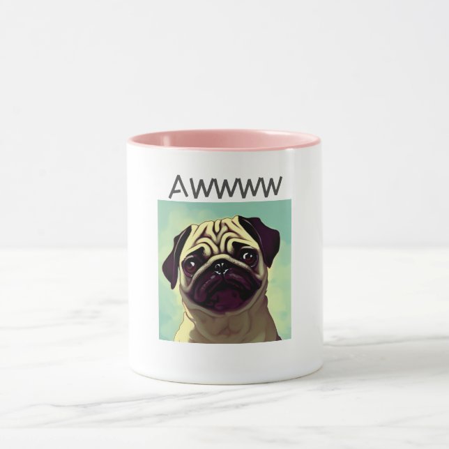 Braunaugen Mops niedlicher bezaubernder Hund Tasse (Zentrum)