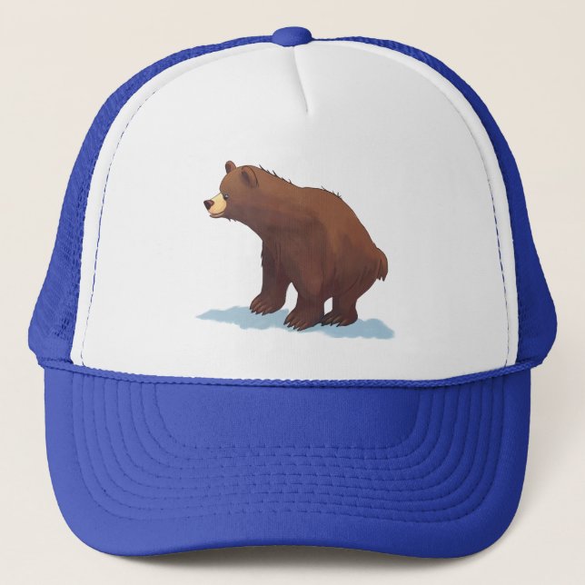 Braunbär, der auf dem Schnee spaziert Truckerkappe (Vorderseite)