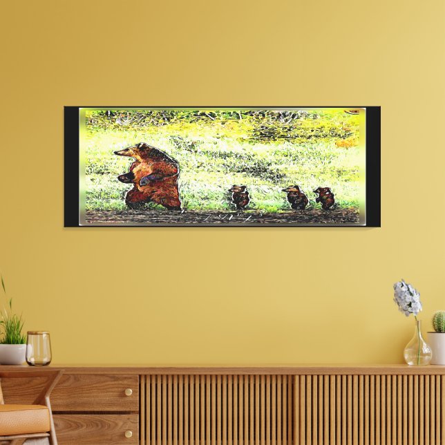 Braunbär Familienwanderung Leinwanddruck (Insitu (Wohnzimmer))