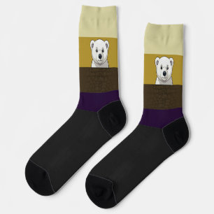 Braunbär hinter einer Mauer Socken