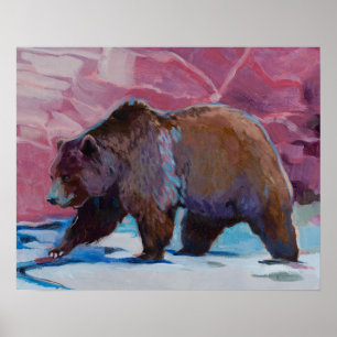 Braunbär in Utah, gehend durch die Felsen Poster