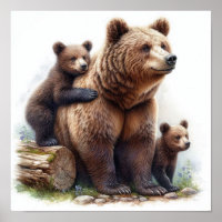 Braunbär mit zwei Jungen Wilde Familie