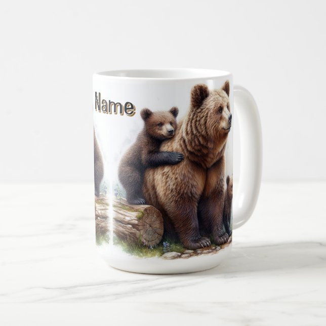Braunbär mit zwei Jungen Wildtierfamilie Kaffeetasse (VorderseiteRechts)