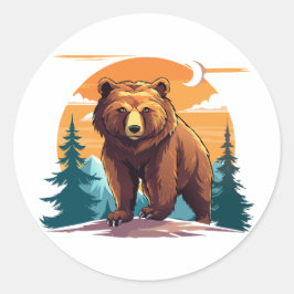 Braunbär Runder Aufkleber