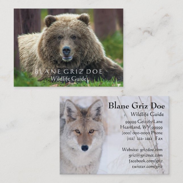 Braunbär-und Kojote-Tier-Visitenkarte Visitenkarte (Vorne/Hinten)