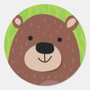 Braunbär - Waldfreunde Runder Aufkleber