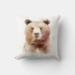 Braunbär Wasserfarben Grafik Kissen