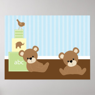 Braunbären-Kinderzimmer-Wanddekoration Poster