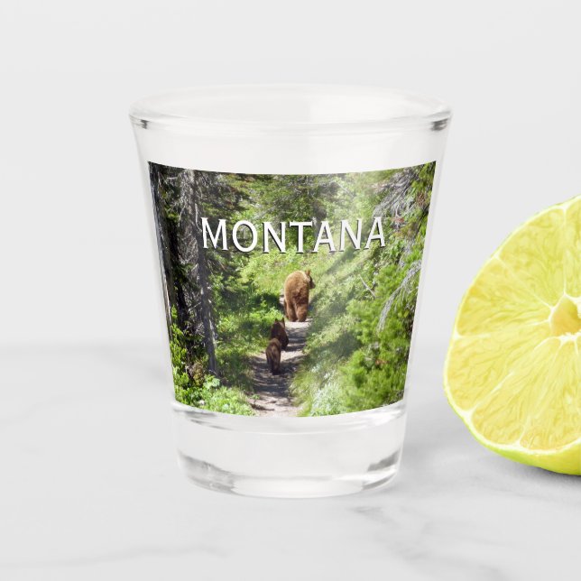 Braunbärenfamilie Schnapsglas (Vorderseite)