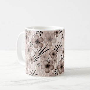 Braunbeige Blumenmuster auf Tiger Hintergrund re Kaffeetasse