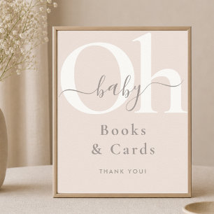 Braunbeige Erdig Boho Oh Baby Shower Bücher Karten Poster