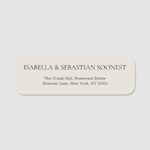 Braunbeige Hochzeit Einfach Retro-Schrift Namensschild