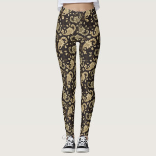 Braunbeige Paisley Pattern Leggings