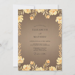 Braunbeige Senf Wilde Blumen Hochzeit Einladung