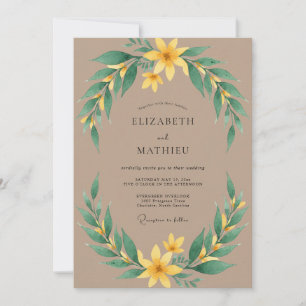 Braunbeige Senfgrüne Hochzeit Einladung