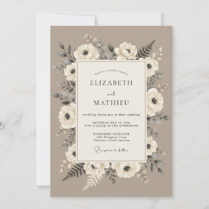 Braunbeige Verfeinerte Rustikale Hochzeit Einladung