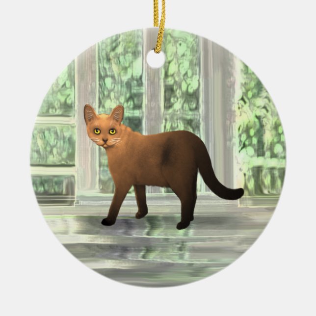 Braunbirmanisches Katzen-Ornament Keramik Ornament (Vorne)