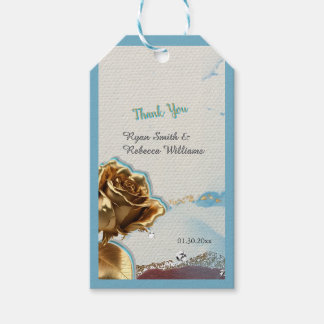 Braunblaue goldene Hochzeitsgeschenkkarte Geschenkanhänger
