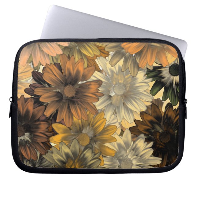Braunblumenmuster Laptopschutzhülle (Vorderseite)