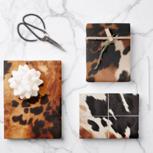 Brauncreme-Cowhide-Hochzeit Geschenkpapier Set