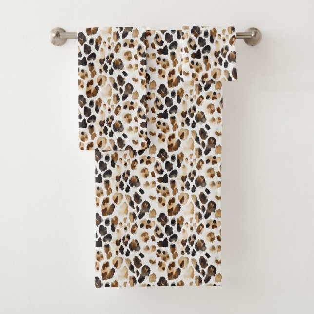 Brauncreme Leopard Badhandtuch Set (Insitu)