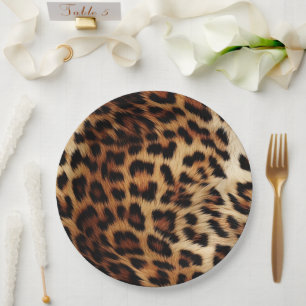Brauncreme Leopard-Hochzeit Pappteller